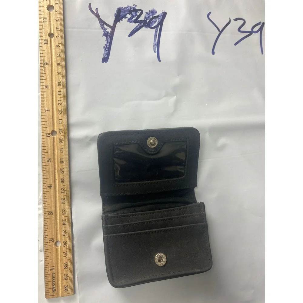 Black Leather Bifold Wallet Compact Card‎ Holder